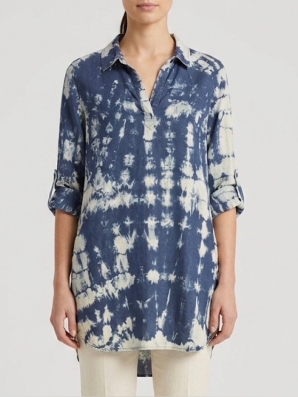 Velvet Heart Aiden Indigo Tie Dye Pullover High Low Tunic
